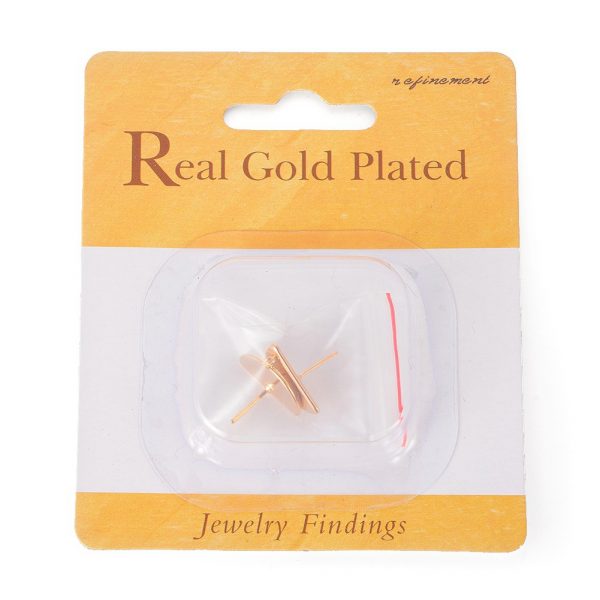 d965f2378c52102d142a8aa5d50161d7 Real 18K Gold Plated Brass Semi-Circle Earring Studs with Loop, Nickel Free, 12.5x16mm, Hole: 2mm, Pin: 0.7mm, 2 pcs/ bag