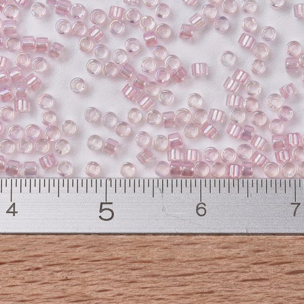 de0350ce53967139e00101139398a8ab MIYUKI DB1673 Delica Beads 11/0 - Transparent Pearl Lined Transparent Pink AB, 100g/bag