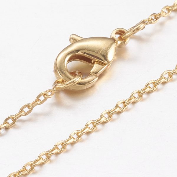 ea867f96e1b5501bf5f294f8ae7f788f Real 18K Gold Plated Brass Chain Necklaces Making with Lobster Claw Clasps, Cross/Rolo Chain, 17.7 inches(45cm), 1 pcs/ bag