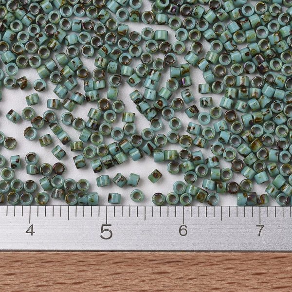 f1201f63ea4606d3605064f375643162 MIYUKI DB2264 Delica Beads 11/0 - Opaque Turquoise Blue Picasso, 100g/bag