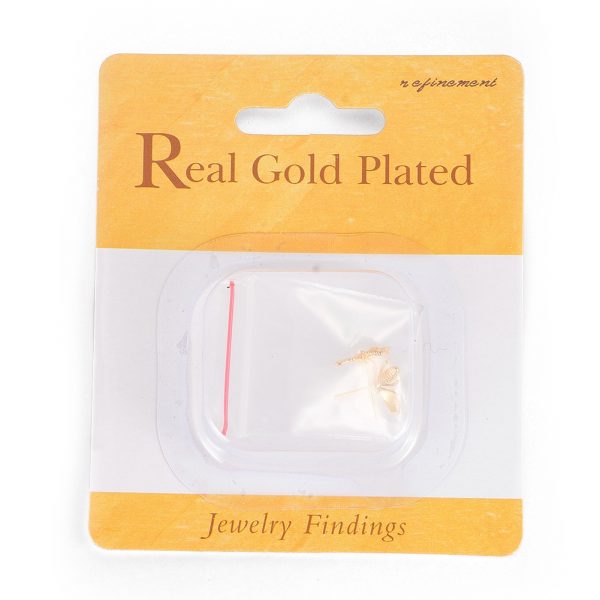f3a5ea082bc26367996a5411bf964bb0 Real 18K Gold Plated Brass Bee Stud Earrings, with 925 Sterling Silver Pins, Nickel Free, 8.5x14.5mm; Pin: 0.8mm, 2 pcs/ bag
