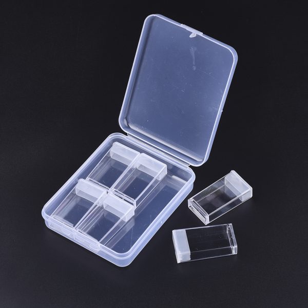 CON R010 01A 1 Clear Plastic Clear Beads Storage Containers with Flip Top Lid for DIY Art Craft Jewelry Nail Accessory Storage and Organizer, 6 Packs.