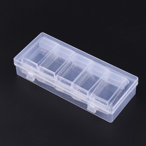 CON R010 01B Clear Plastic Clear Beads Storage Containers with Flip Top Lid for DIY Art Craft Jewelry Nail Accessory Storage and Organizer, 10 Packs.