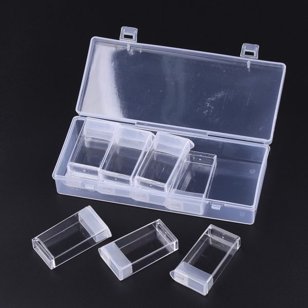 CON R010 01B 1 Clear Plastic Clear Beads Storage Containers with Flip Top Lid for DIY Art Craft Jewelry Nail Accessory Storage and Organizer, 10 Packs.