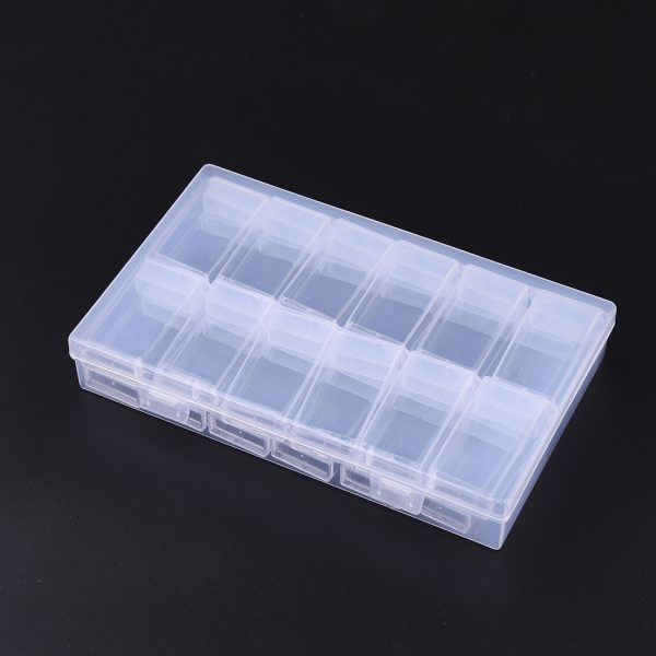 CON R010 01D Clear Plastic Clear Beads Storage Containers with Flip Top Lid for DIY Art Craft Jewelry Nail Accessory Storage and Organizer, 24 Packs.