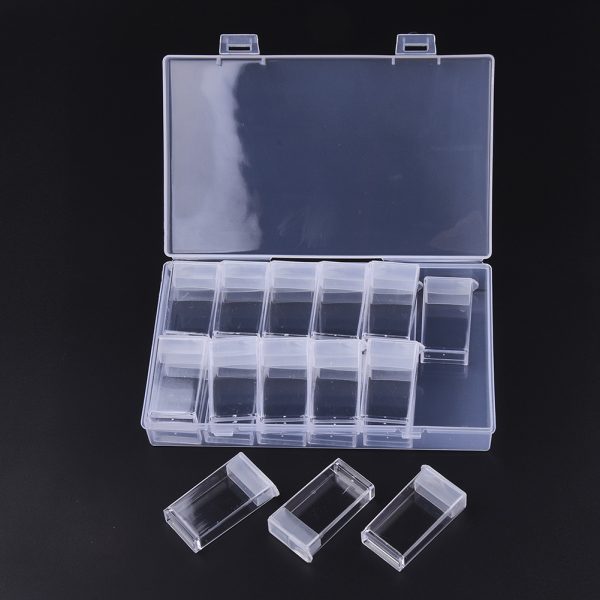 CON R010 01D 1 Clear Plastic Clear Beads Storage Containers with Flip Top Lid for DIY Art Craft Jewelry Nail Accessory Storage and Organizer, 24 Packs.