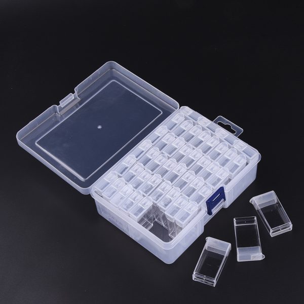 CON R010 01E 1 Clear Plastic Clear Beads Storage Containers with Flip Top Lid for DIY Art Craft Jewelry Nail Accessory Storage and Organizer, 44 Packs.