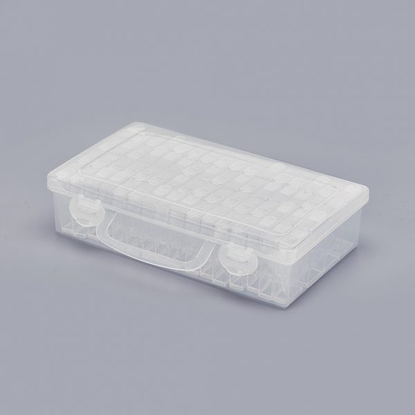CON R010 01H 1 Clear Plastic Clear Beads Storage Containers with Flip Top Lid for DIY Art Craft Jewelry Nail Accessory Storage and Organizer, 64 Packs.