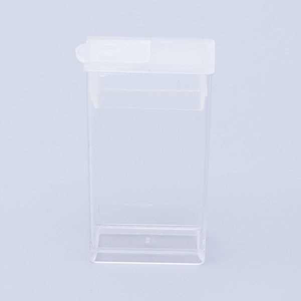 CON R010 03 Rectangle Clear Plastic Bead Container with Snap Closure, 5x2.7x1.2cm, Hole: 0.9x1cm; Capacity: 3ml(0.1 fl. oz), Sold per pkg of 100 pcs.