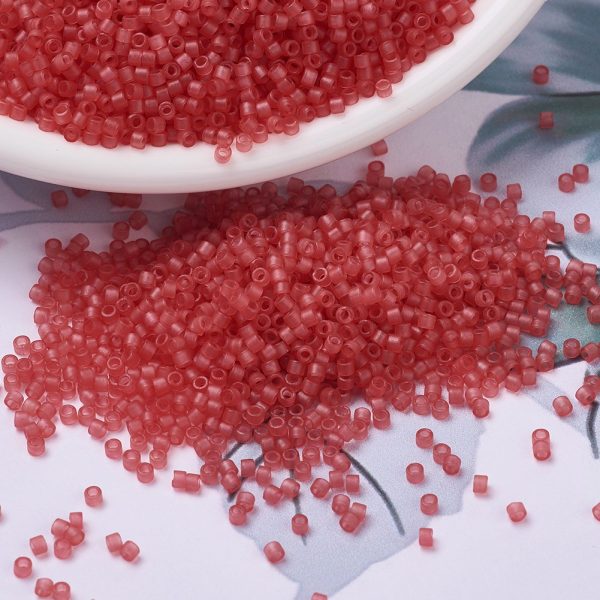 SEED J020 DB0779 3 MIYUKI DB0779 Delica Beads 11/0 - Dyed Semi-Frosted Transparent Watermelon, 10g/bag