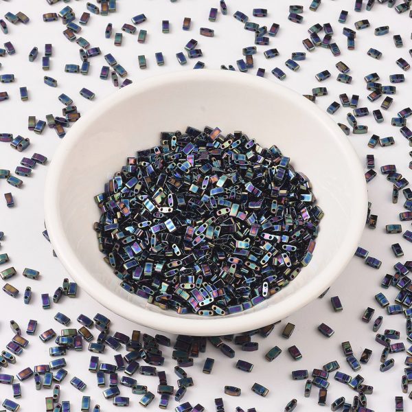SEED J020 HTL455 MIYUKI HTL455 Half TILA Beads, Opaque Metallic Variegated Blue Iris, 100g/bag