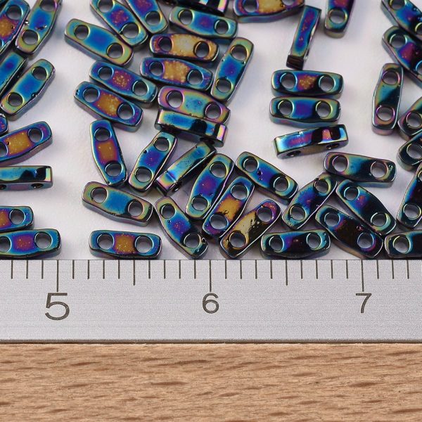 SEED JP0008 QTL0455 2 MIYUKI QTL455 Quarter TILA Beads, Opaque Metallic Variegated Blue Iris, 10g/tube