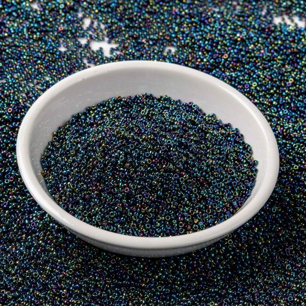 SEED JP0010 RR0455 RR0455 Opaque Metallic Variegated Blue Iris MIYUKI Round Rocailles Beads 15/0 (15-455), 10g/tube