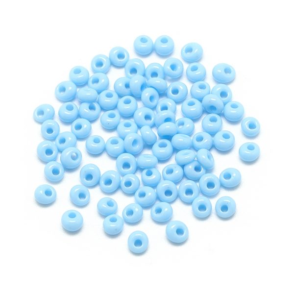 SEED R037 01 MA43 3 TOHO #43 Short Magatama Beads, Opaque Deep Sky Blue, 6x5.5~5.8mm, Hole: 2mm; about 30pcs/box; net weight: 10g/box