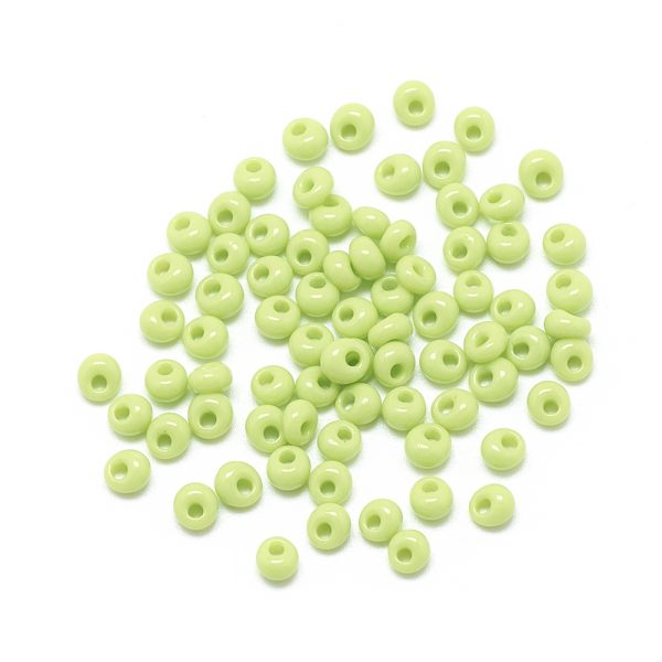 SEED R037 01 MA44 3 TOHO #44 Short Magatama Beads, Opaque Green Yellow, 6x5.5~5.8mm, Hole: 2mm; about 30pcs/box; net weight: 10g/box