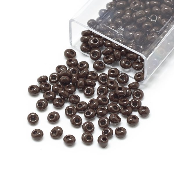 SEED R037 02 MA46 2 TOHO #46 Short Magatama Beads, Opaque Coconut Brown, 5x4.5mm, Hole: 1.5mm; about 100pcs/box; net weight: 10g/box