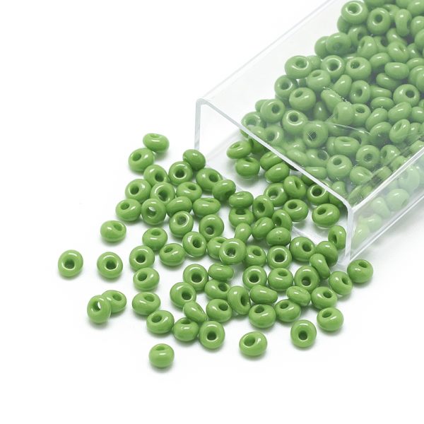 SEED R037 02 MA47 2 TOHO #47 Short Magatama Beads, Opaque Green, 5x4.5mm, Hole: 1.5mm; about 100pcs/box; net weight: 10g/box