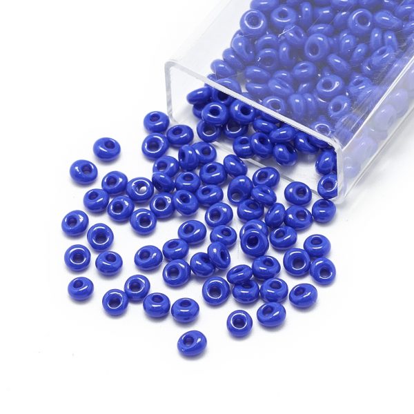 SEED R037 02 MA48 2 TOHO #48 Short Magatama Beads, Opaque Blue, 5x4.5mm, Hole: 1.5mm; about 100pcs/box; net weight: 10g/box