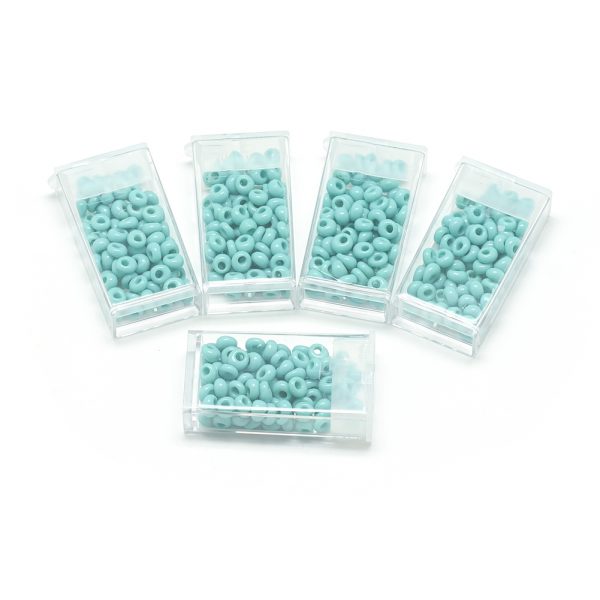 SEED R037 02 MA55 1 TOHO #55 Short Magatama Beads, Opaque Turquoise, 5x4.5mm, Hole: 1.5mm; about 100pcs/box; net weight: 10g/box