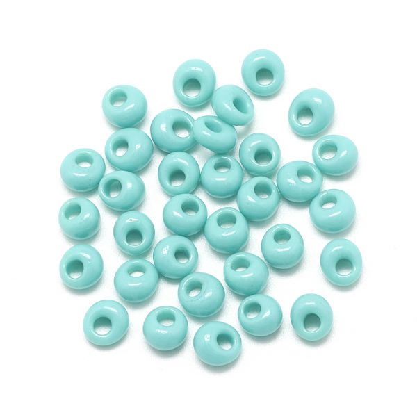 SEED R037 02 MA55 3 TOHO #55 Short Magatama Beads, Opaque Turquoise, 5x4.5mm, Hole: 1.5mm; about 100pcs/box; net weight: 10g/box