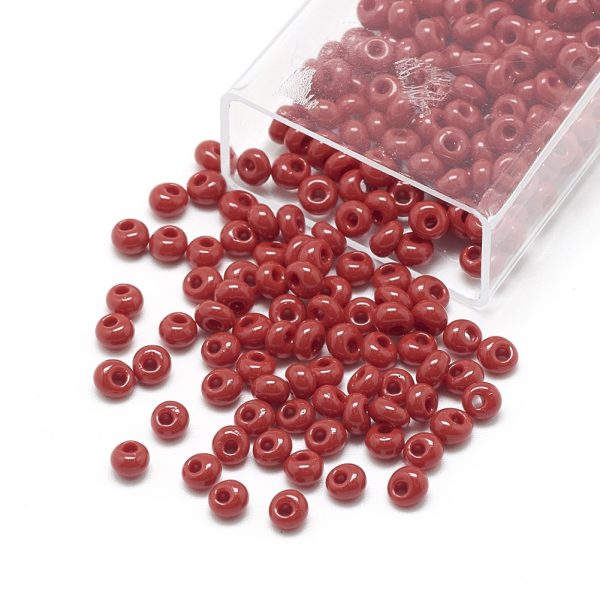 SEED R037 03 MA45 2 TOHO #45 Short Magatama Beads, Opaque FireBrick, 3.8x3.2mm, Hole: 1mm; about 170pcs/box; net weight: 10g/box