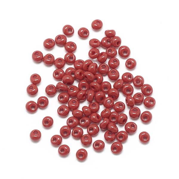 SEED R037 03 MA45 3 TOHO #45 Short Magatama Beads, Opaque FireBrick, 3.8x3.2mm, Hole: 1mm; about 170pcs/box; net weight: 10g/box