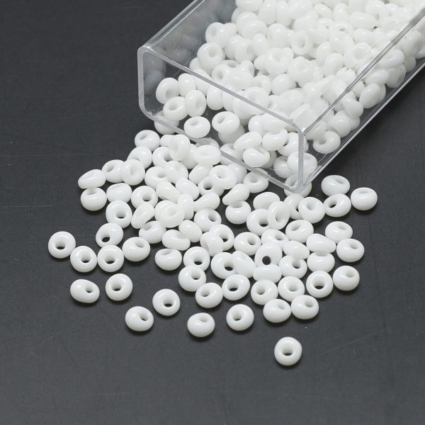 SEED R039 03 MA41 TOHO #41 Short Magatama Beads, Opaque White, 3.8x3.2mm, Hole: 1mm; about 8000pcs/bag; 450g/bag
