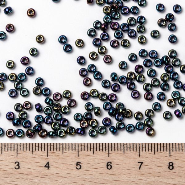 X SEED G008 RR0455 2 RR0455 Opaque Metallic Variegated Blue Iris MIYUKI Round Rocailles Beads 8/0 (8-455), 10g/bag