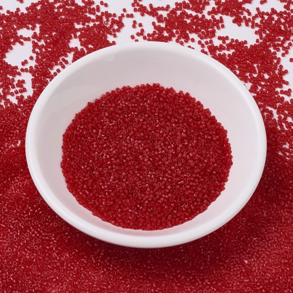 X SEED J020 DB0774 MIYUKI DB0774 Delica Beads 11/0 - Dyed Semi-Frosted Transparent Red, 10g/bag