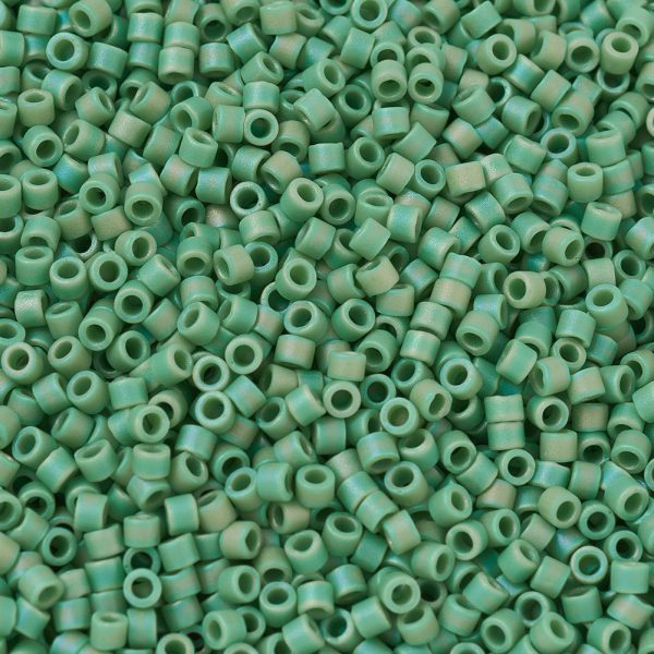 X SEED J020 DB0877 1 MIYUKI DB0877 Delica Beads 11/0 - Matte Opaque Green AB, 10g/bag
