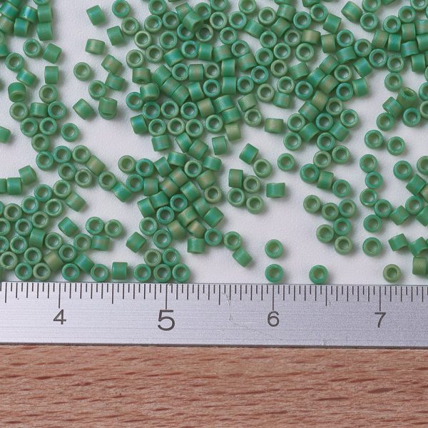 X SEED J020 DB0877 2 MIYUKI DB0877 Delica Beads 11/0 - Matte Opaque Green AB, 10g/bag