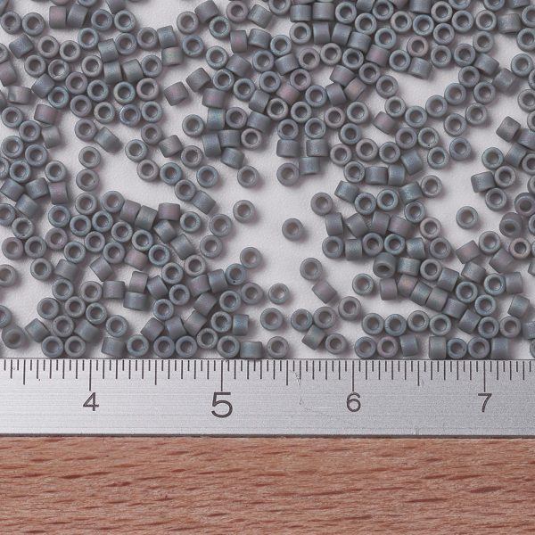 X SEED J020 DB0882 2 MIYUKI DB0882 Delica Beads 11/0 - Matte Opaque Gray AB, 10g/bag