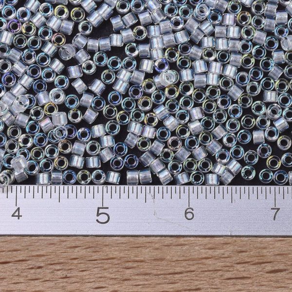 X SEED J020 DB1671 2 MIYUKI DB1671 Delica Beads 11/0 - Transparent Pearl Lined Crystal AB, 10g/bag