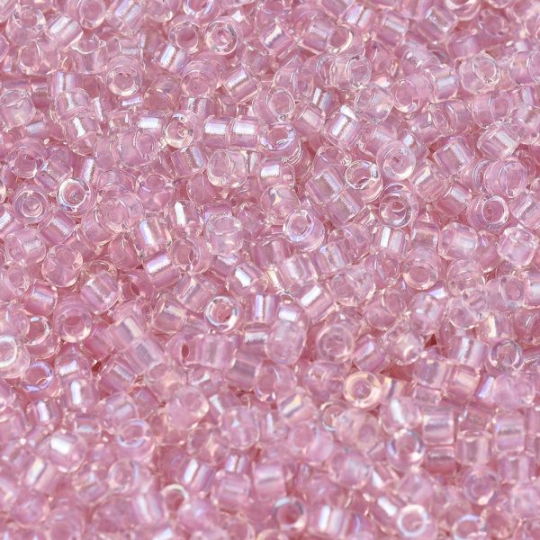X SEED J020 DB1673 1 MIYUKI DB1673 Delica Beads 11/0 - Pearl Lined Transparent Pink AB, 10g/bag
