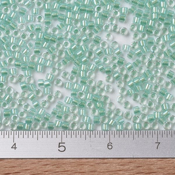 X SEED J020 DB1707 2 MIYUKI DB1707 Delica Beads 11/0 - Transparent Mint Pearl Lined Glacier Blue, 10g/bag