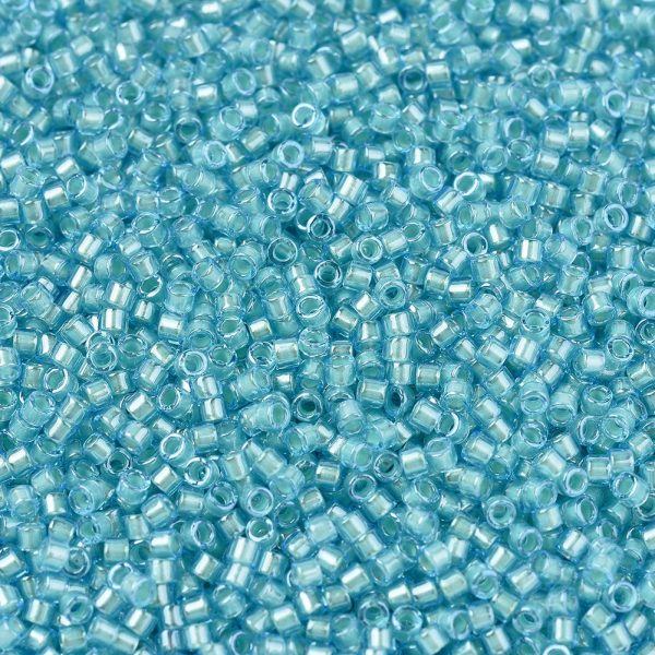 X SEED J020 DB1708 1 MIYUKI DB1708 Delica Beads 11/0 - Transparent Mint Pearl Lined Ocean Blue, 10g/bag