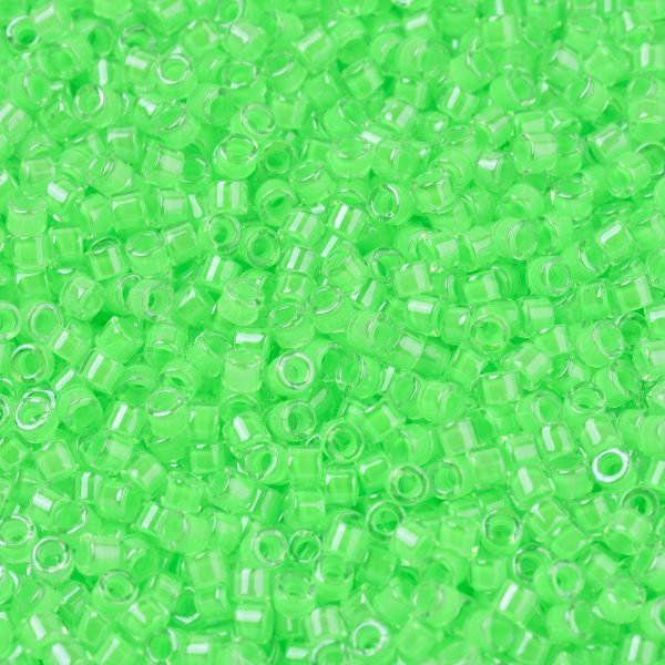 X SEED J020 DB2040 1 MIYUKI DB2040 Delica Beads 11/0 - Transparent Glow in the Dark Mint Green, 10g/bag