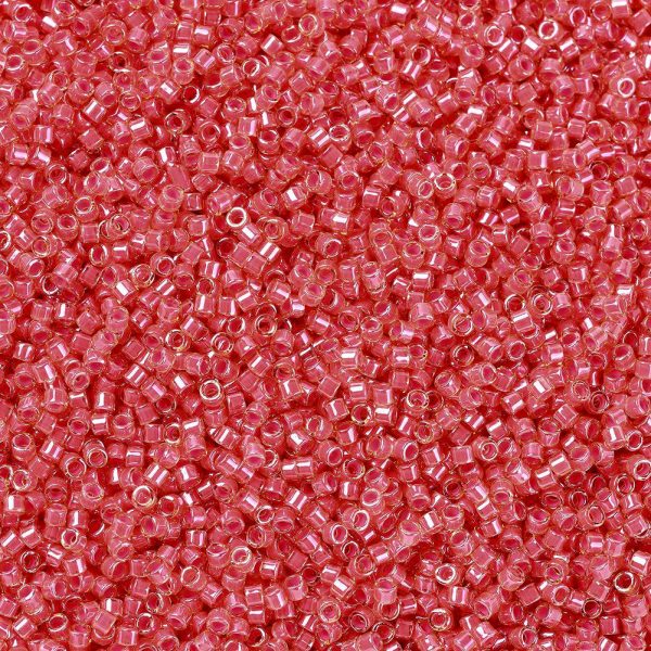 X SEED J020 DB2051 1 MIYUKI DB2051 Delica Beads 11/0 - Transparent Glow in the Dark Poppy Red, 10g/bag