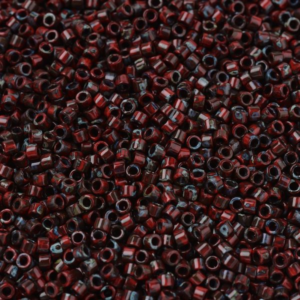 X SEED J020 DB2263 1 MIYUKI DB2263 Delica Beads 11/0 - Opaque Red Picasso, 10g/bag