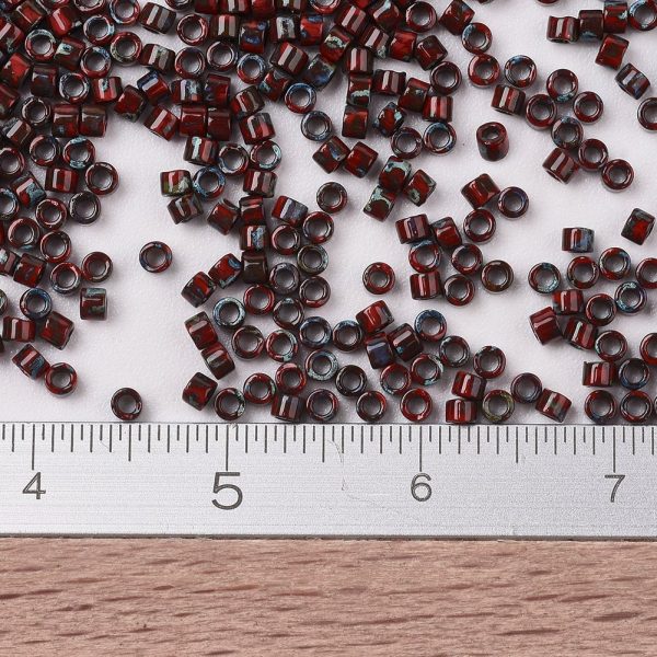 X SEED J020 DB2263 2 MIYUKI DB2263 Delica Beads 11/0 - Opaque Red Picasso, 10g/bag