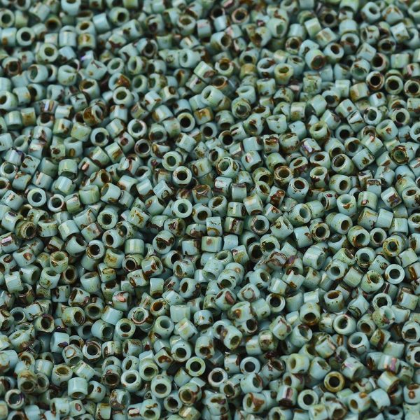 X SEED J020 DB2264 1 MIYUKI DB2264 Delica Beads 11/0 - Opaque Turquoise Blue Picasso, 10g/bag