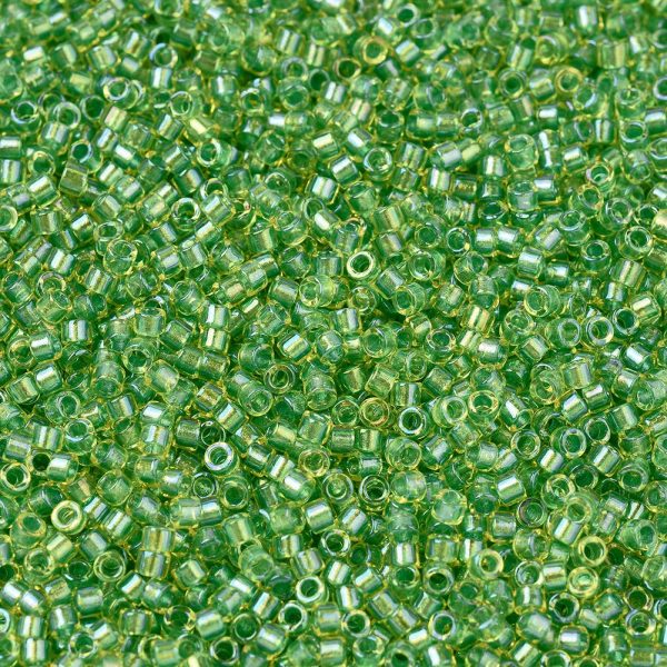 X SEED J020 DB2376 1 MIYUKI DB2376 Delica Beads 11/0 - Transparent Inside Dyed Chartreuse, 10g/bag