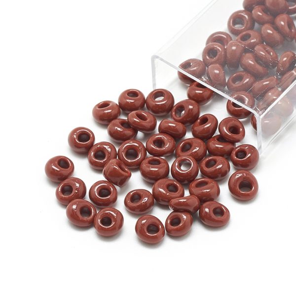 X SEED R039 01 MA46L TOHO #46L Short Magatama Beads, Opaque Saddle Brown, 6x5.5~5.8mm, Hole: 2mm; about 33pcs/10g