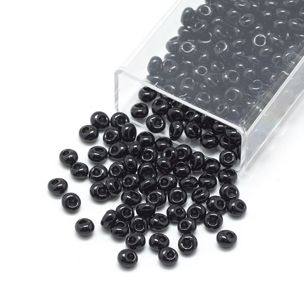 X SEED R039 03 MA49 TOHO #49 Short Magatama Beads, Opaque Black, 3.8x3.2mm, Hole: 1mm; about 178pcs/10g