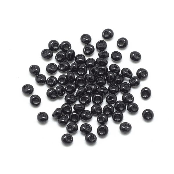 X SEED R039 03 MA49 1 TOHO #49 Short Magatama Beads, Opaque Black, 3.8x3.2mm, Hole: 1mm; about 178pcs/10g