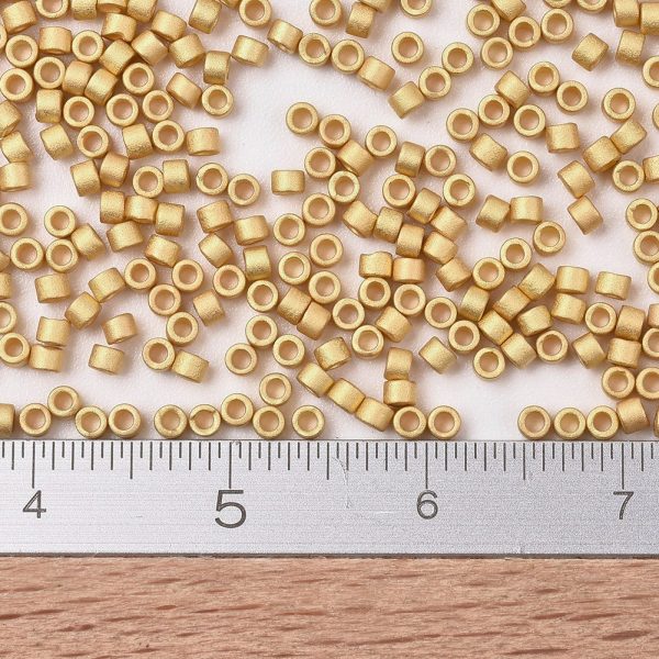 SEED J020 DBS0331 2 0 MIYUKI DBS0331 Delica Beads 15/0 - Opaque Matte 24kt Gold Plated, 100g/bag