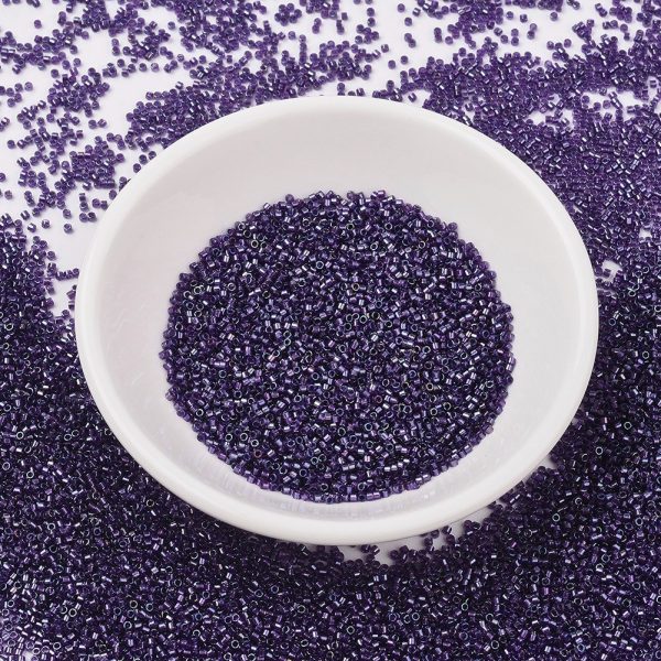 SEED JP0008 DB1756 0 MIYUKI Delica 11/0 DB1756 Transparent Sparkling Purple Lined Amethyst AB Seed Beads, 50g/Bag