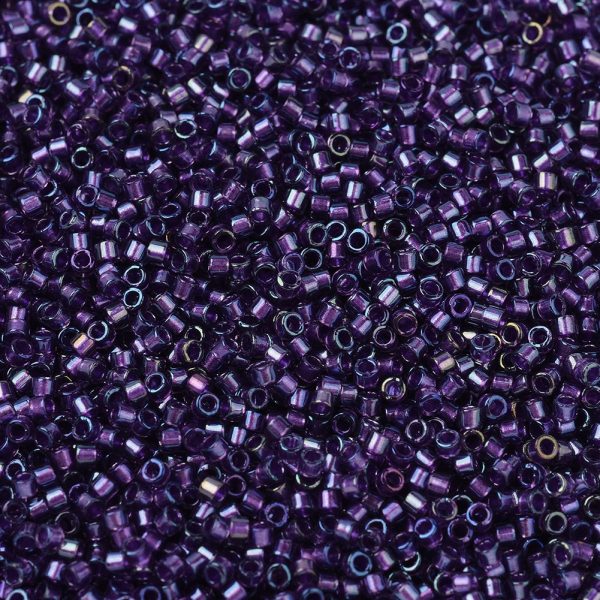 SEED JP0008 DB1756 1 0 MIYUKI Delica 11/0 DB1756 Transparent Sparkling Purple Lined Amethyst AB Seed Beads, 100g/Bag