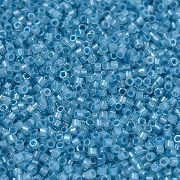 SEED JP0008 DB1761 1 0 DB1761 Alabaster Sparkling Sky Blue Lined Opal AB MIYUKI Delica Beads 11/0, 10g/bag