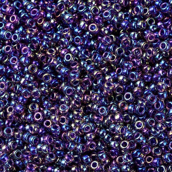 SEED JP0008 RR0356 1 0 MIYUKI Round Rocailles 15/0 RR356 Purple Lined Amethyst AB Seed Beads (15-356), 10g/Bag